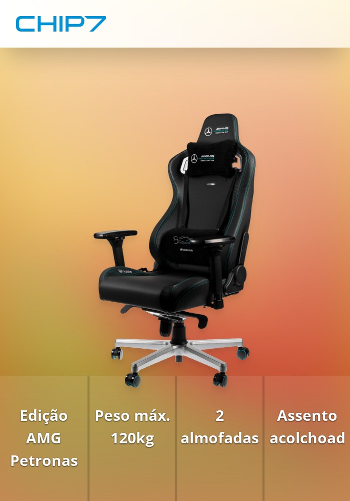 Cadeira noblechairs EPIC PU Leather Mercedes-AMG Petronas F