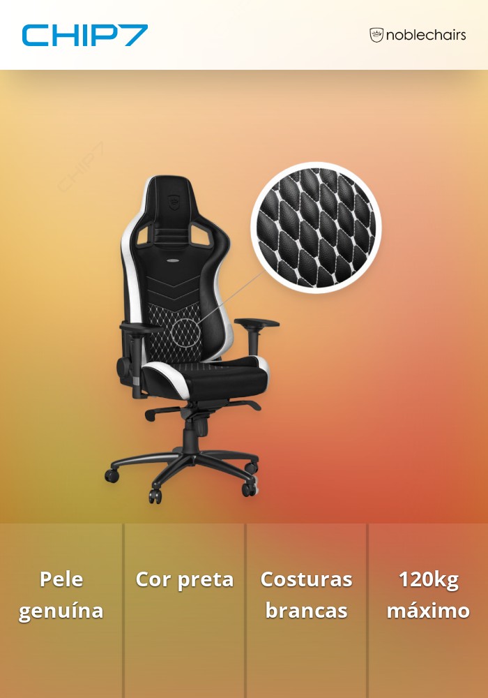 Cadeira noblechairs EPIC Real Leather Preto / Branco / Verm