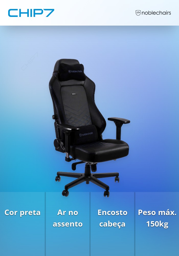Cadeira noblechairs HERO PU Leather Preto / Azul