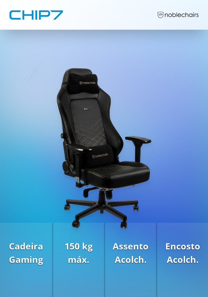 Cadeira noblechairs HERO PU Leather Preto / Dourado