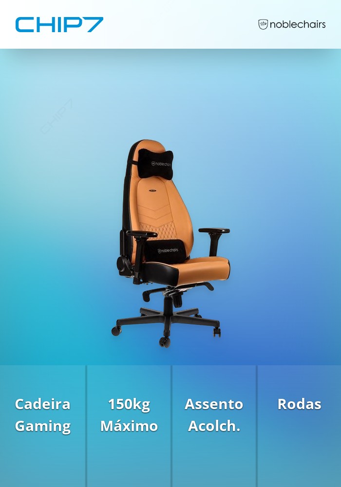 Cadeira noblechairs ICON Real Leather Cognac / Preto