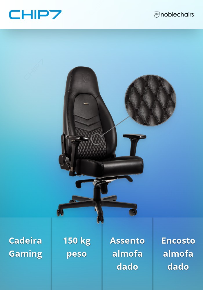 Cadeira noblechairs ICON Real Leather Preto