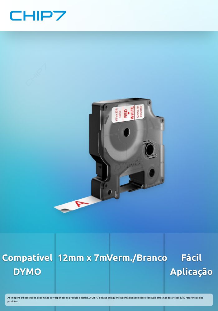 D1 - CINTAS DYMO 12MMX7M ROJ/BLANC