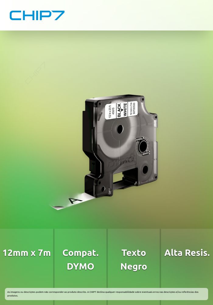 D1 - CINTAS DYMO 12MMX7M NEG/BLANC