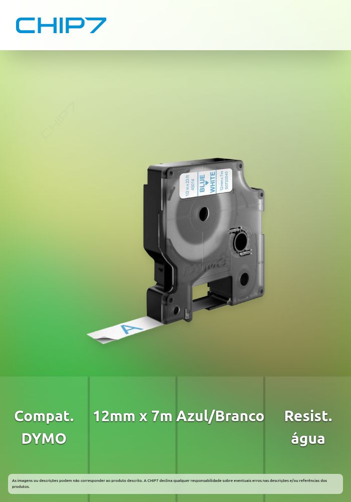 D1 - CINTAS DYMO 12MMX7M AZUL/BLANC