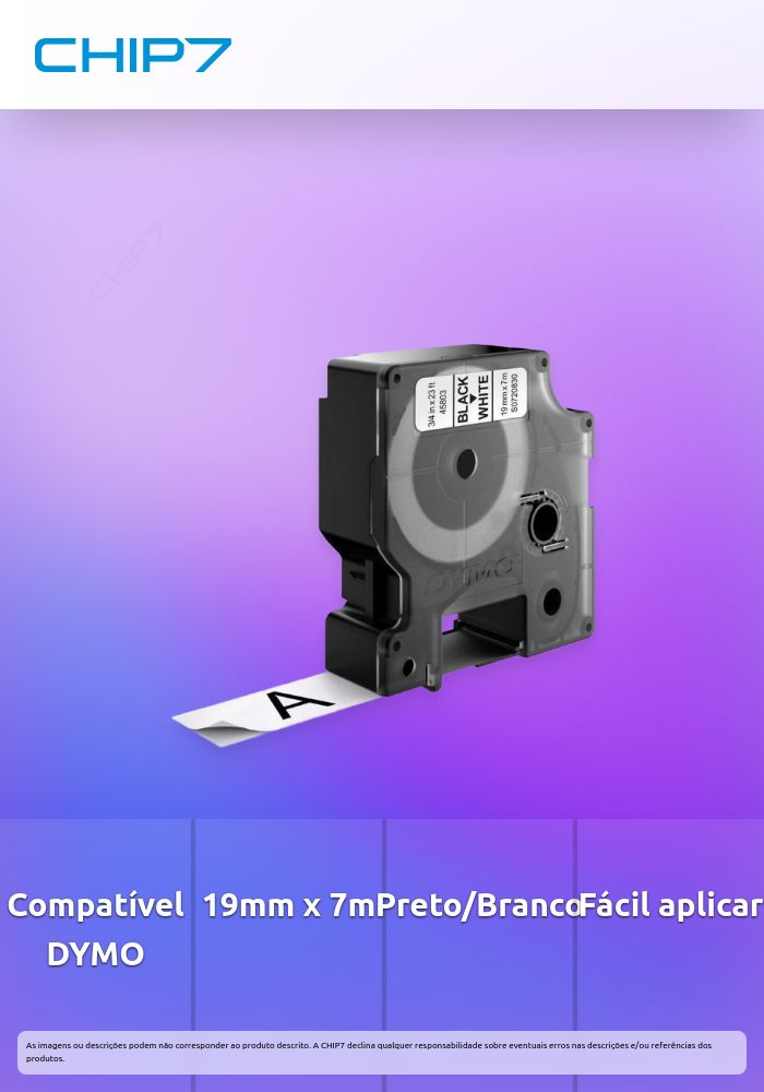 D1 - CINTAS DYMO 19MMX7M NEG/BLANC