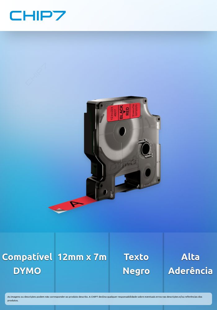 D1 - CINTAS DYMO 12MMX7M NEG/ROJO