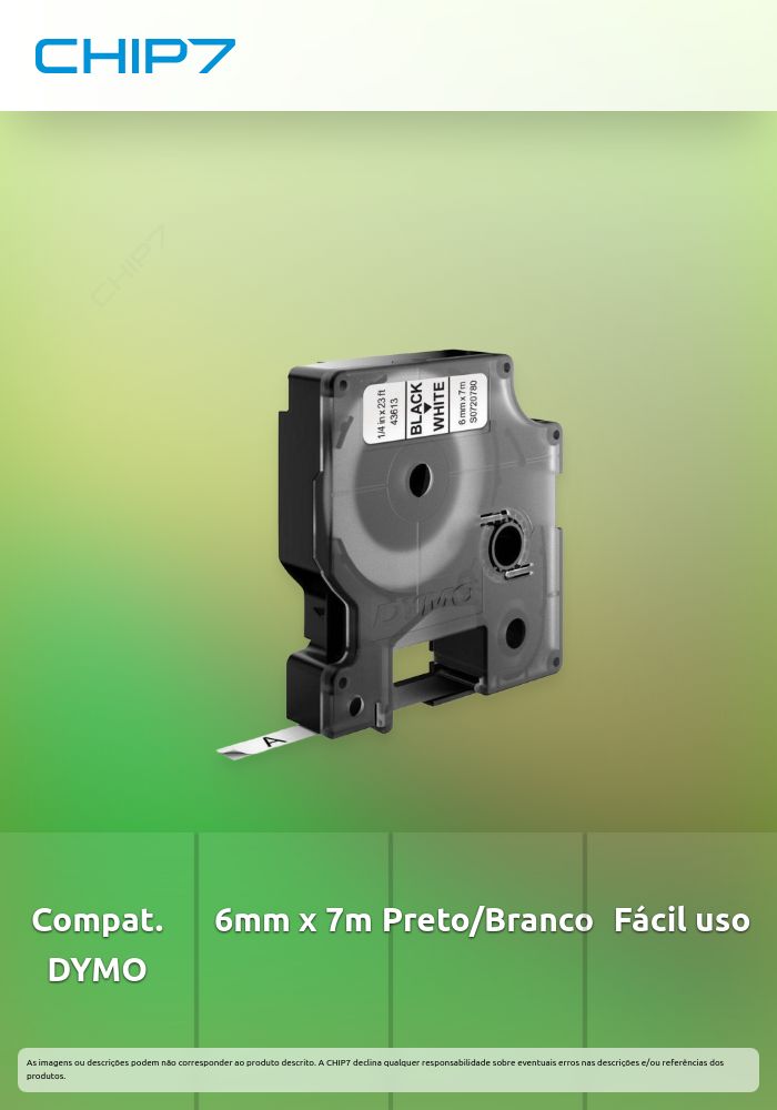 D1 - CINTAS DYMO 6MMX7M NEG/BLAN