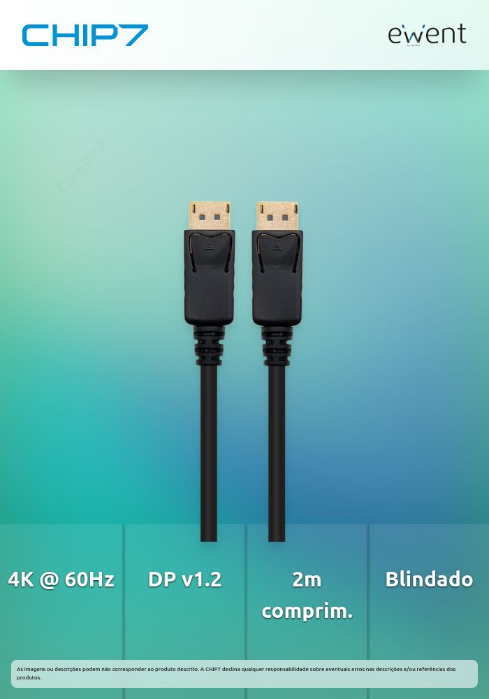 Cabo DisplayPort v1.2, 4k @ 60Hz, A/A AWG32, 2.0m, CU, shielded  » válido até nova comunicação