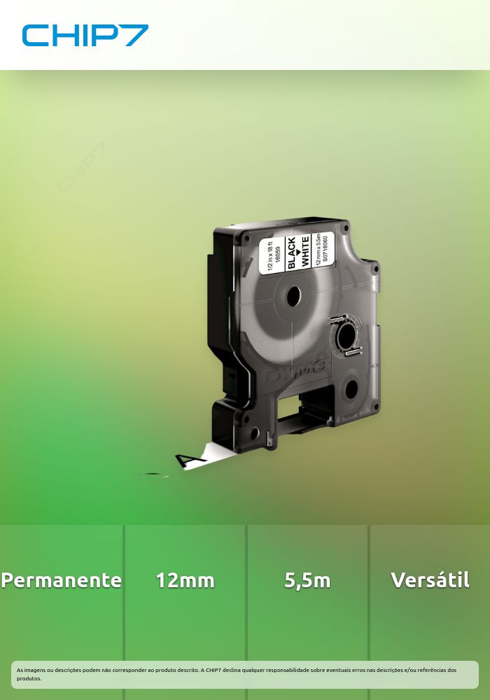 D1 12MM. X 5 5M. POL ADHESIVO PERM