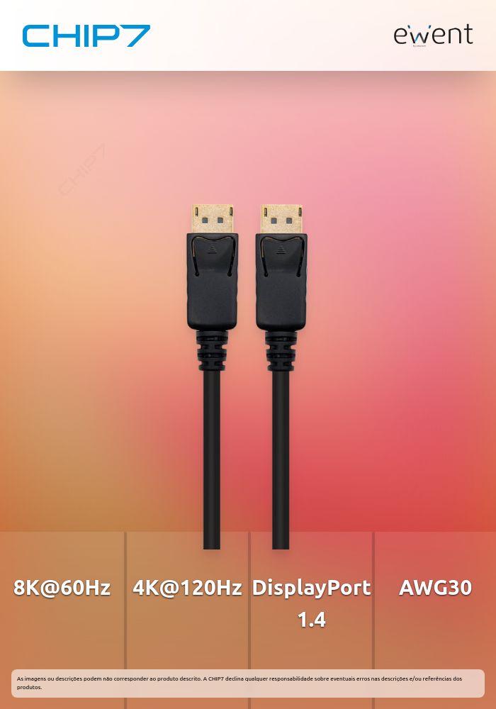 Cabo DisplayPort Ewent DisplayPort 1.4 AWG30 8K@60Hz / 4K@2