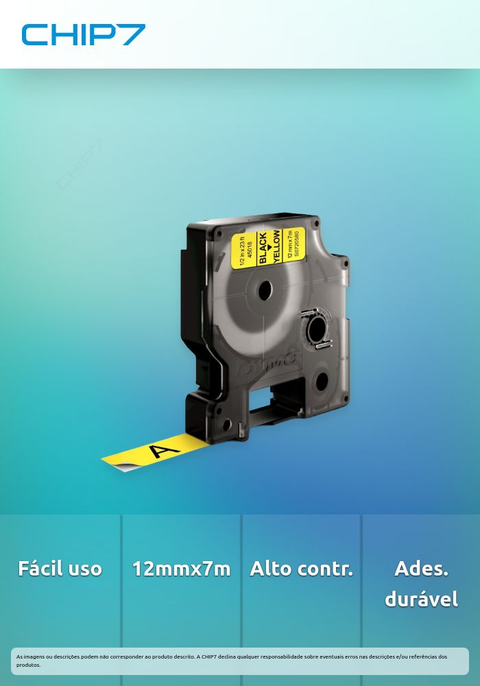 D1 - CINTAS DYMO 12MMX7M NEG/AMAR