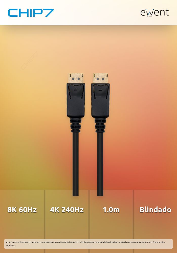Cabo DisplayPort v1.4, 8k @ 60Hz, 4k @ 240Hz, A/A AWG30, 1.0m, CU, shielded  » válido até nova comunicação