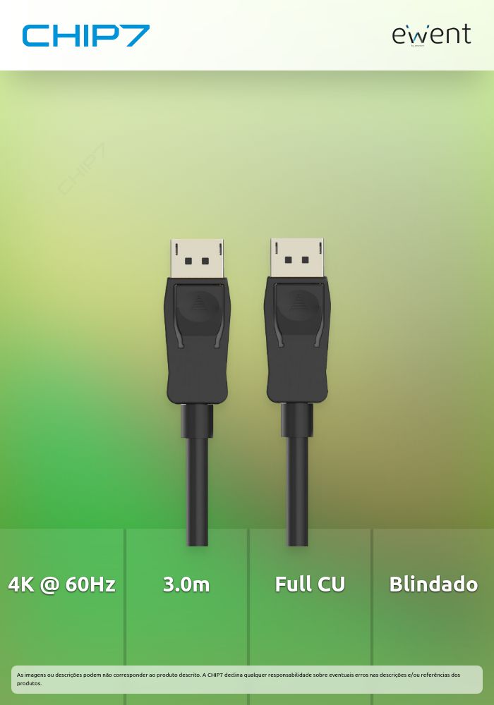 Cabo DisplayPort v1.2, 4k @ 60hZ, A/A AWG28, 3.0m, Full CU, shielded  » válido até nova comunicação
