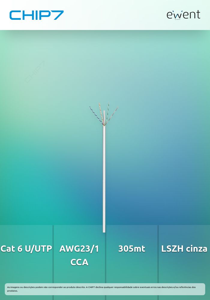 Bobine de Instalação Cat 6 U/UTP AWG23/1 CCA 305mt. SOLID Jacket: LSZH cinza » válido até nova comunicação