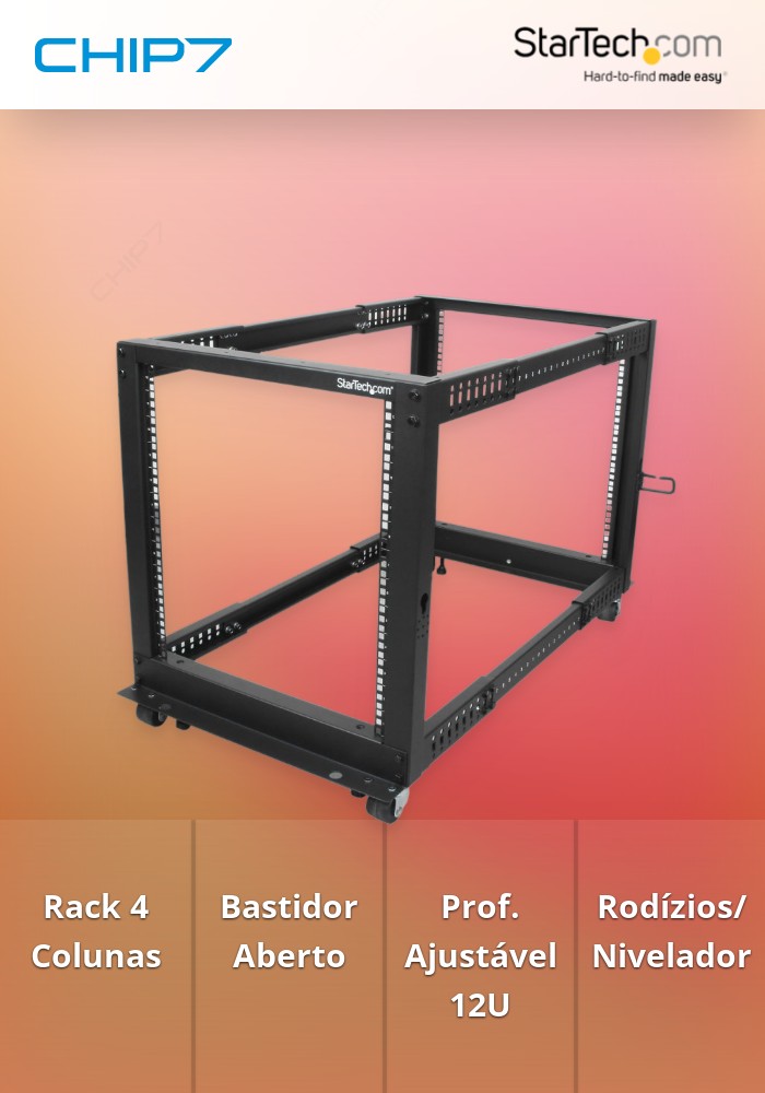 Armário Rack para servidor 12U Startech 544,3 Kg Preto - 4POSTRACK12U