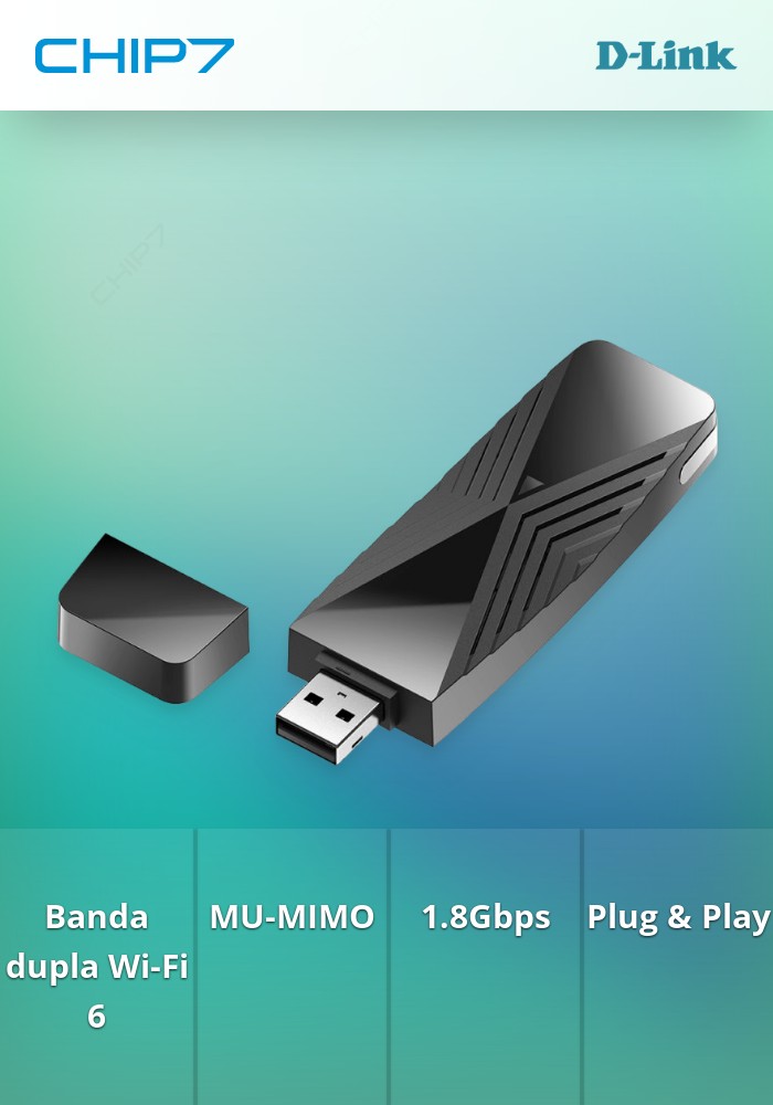 Adaptador USB D-Link DWA-X1850 AX1800 Wi-Fi 6