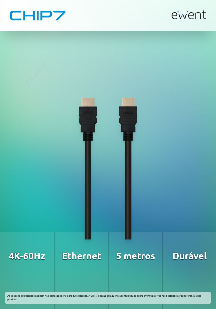 EWENT CABO HDMI HIGH SPEED W/ ETHERNET 2.0 M/M 4K-60HZ 5MT