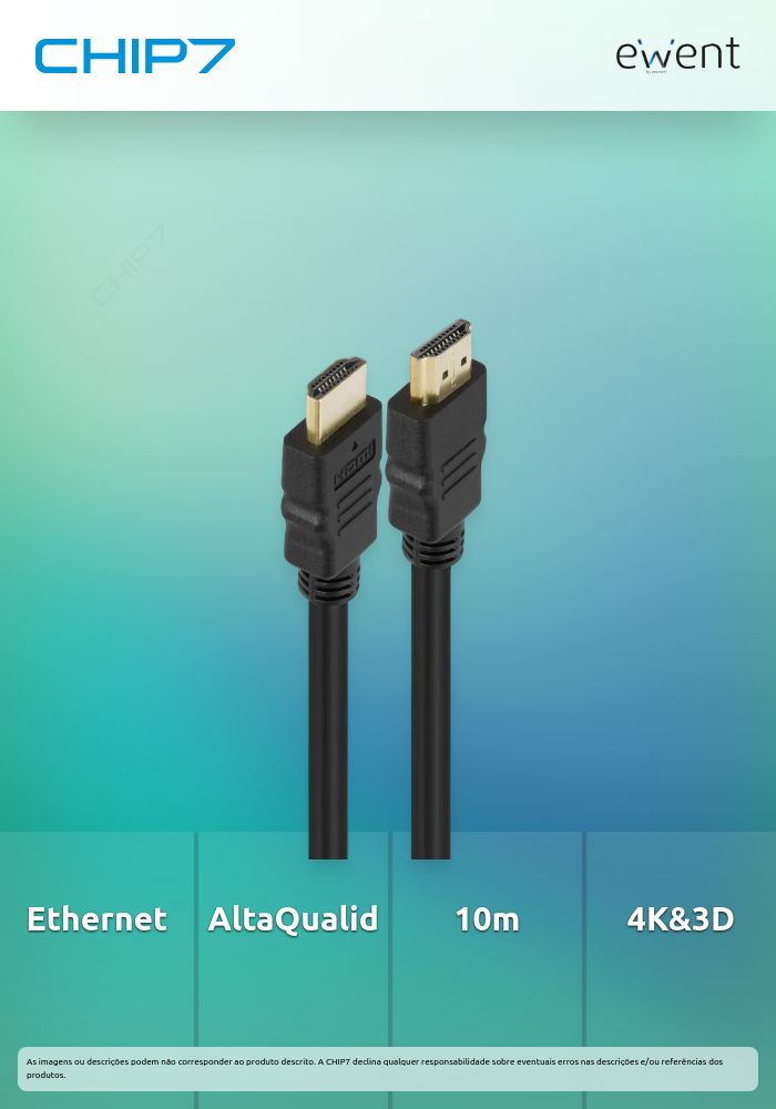 EWENT CABO HDMI WITH ETHERNET A/A M/M AWG 30 10MT