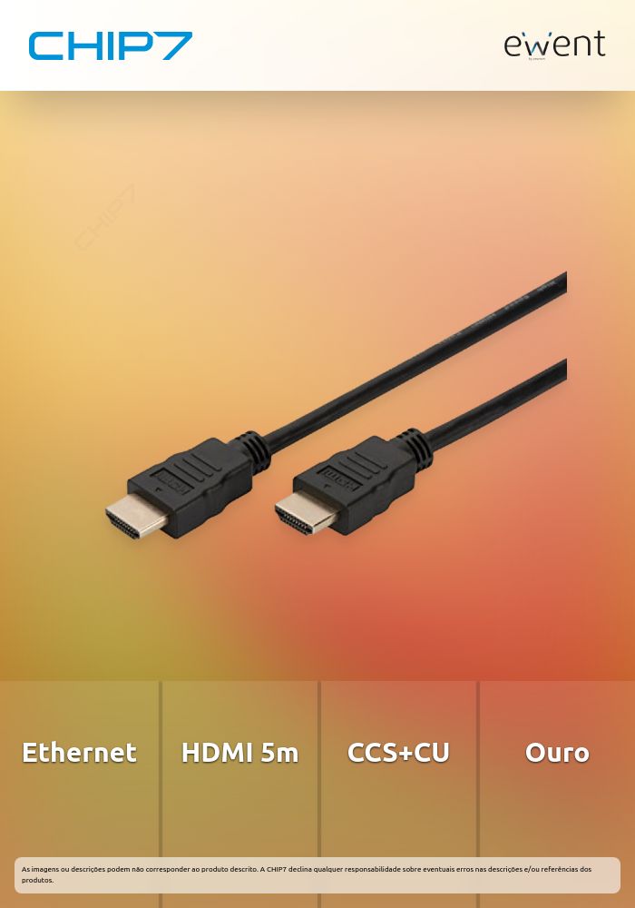 Cabo HDMI SOHO com ethernet M/M AWG 30 5.0 mt, CCS+CU, gold » válido até nova comunicação