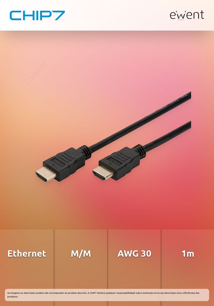 EWENT CABO HDMI WITH ETHERNET A/A M/M AWG 30 1MT