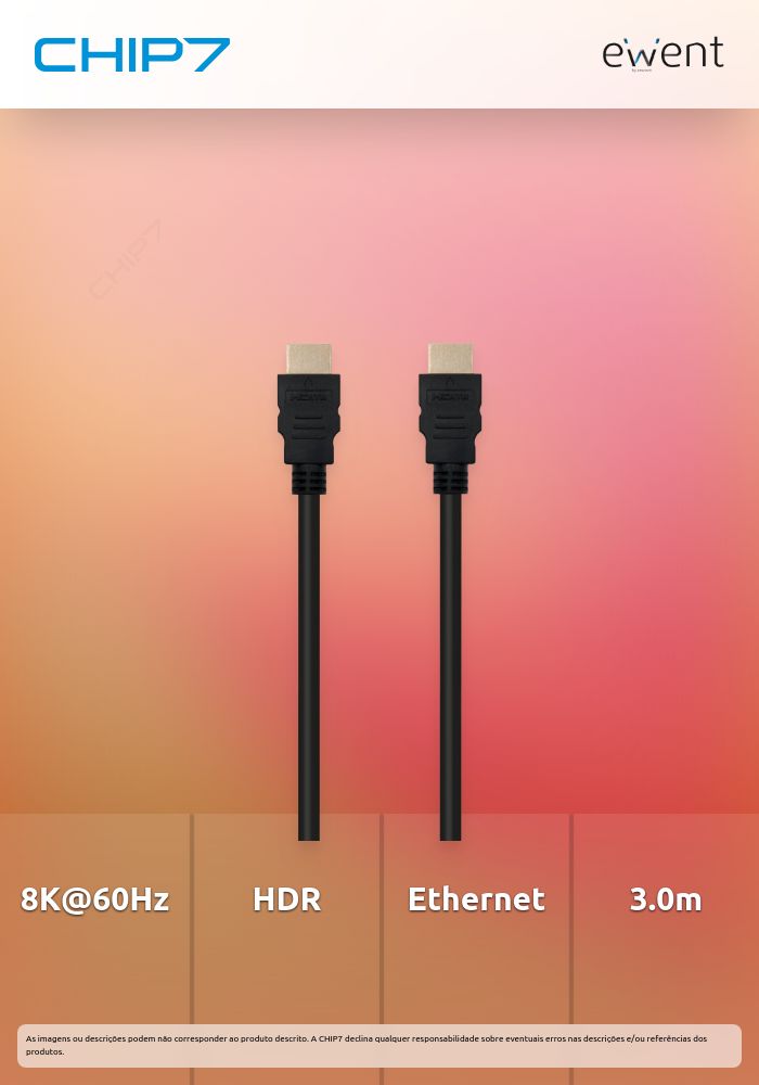Cabo HDMI 2.1 de ultra alta velocidade 8K com Ethernet 3.0 m, preto, 8K@60Hz, HDR » válido até nova comunicação