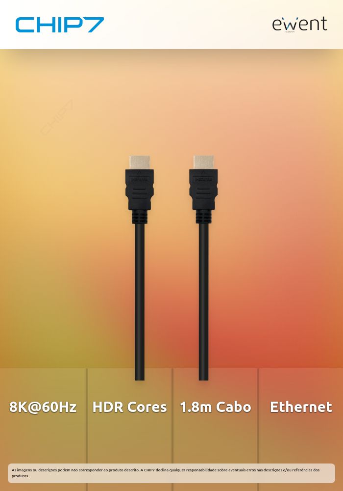 Cabo HDMI 2.1 de ultra alta velocidade 8K com Ethernet 1.8 m, preto, 8K@60Hz, HDR » válido até nova comunicação
