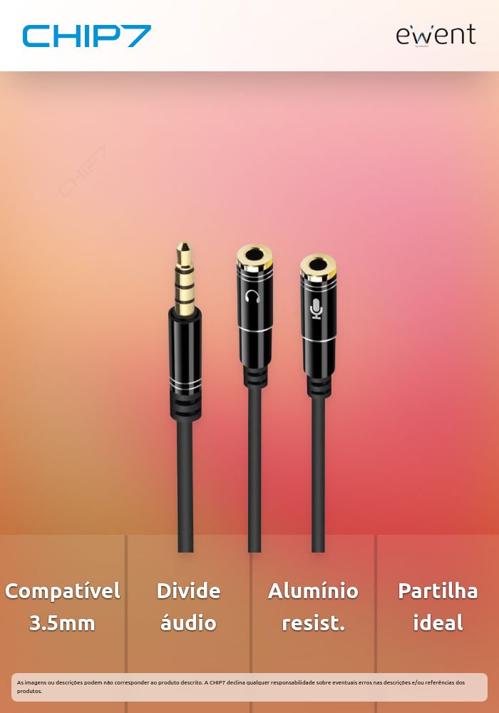 Cabo Adaptador Áudio, 1x 3.5 mm AUX 4-pin M - 2x 3.5 mm AUX 3-pin F, Aluminio » válido até nova comunicação