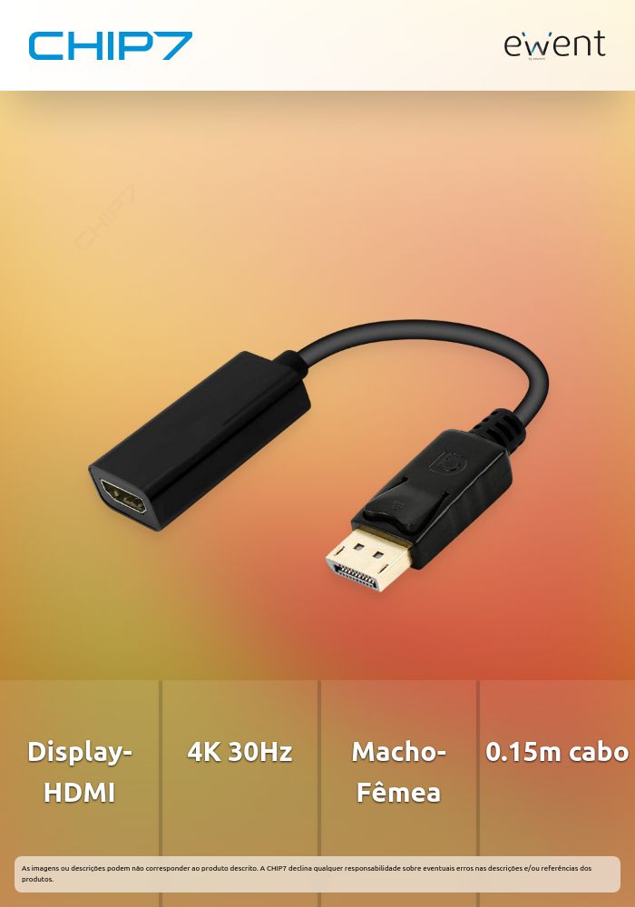 Adaptador DisplayPort - HDMI tipo A, M/F, 0.15m, DP 1.2 4K 30Hz » válido até nova comunicação