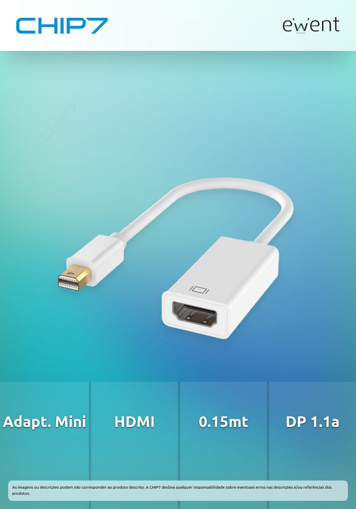Adaptador Mini DisplayPort - HDMI, M/F, 0.15mt, DP 1.1a compatível » válido até nova comunicação