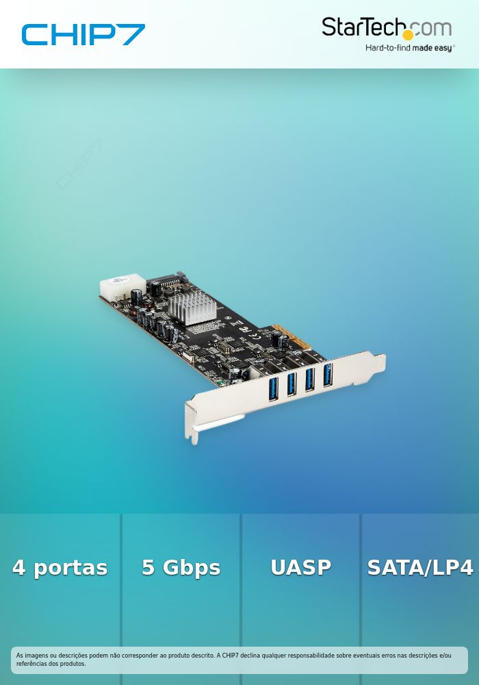 StarTech.com 4 Port USB 3.0 PCIe Card w/ 4 Dedicated Channels - UASP - USB 3.0 PCI Express Card Adapter - Adaptador USB - PCIe x4 - USB 3.0 x 4 - para P/N: BNDTB10GI, BNDTB210GSFP, BNDTB310GNDP, BNDTB410GSFP, BNDTB4M2E1, BNDTBUSB3142