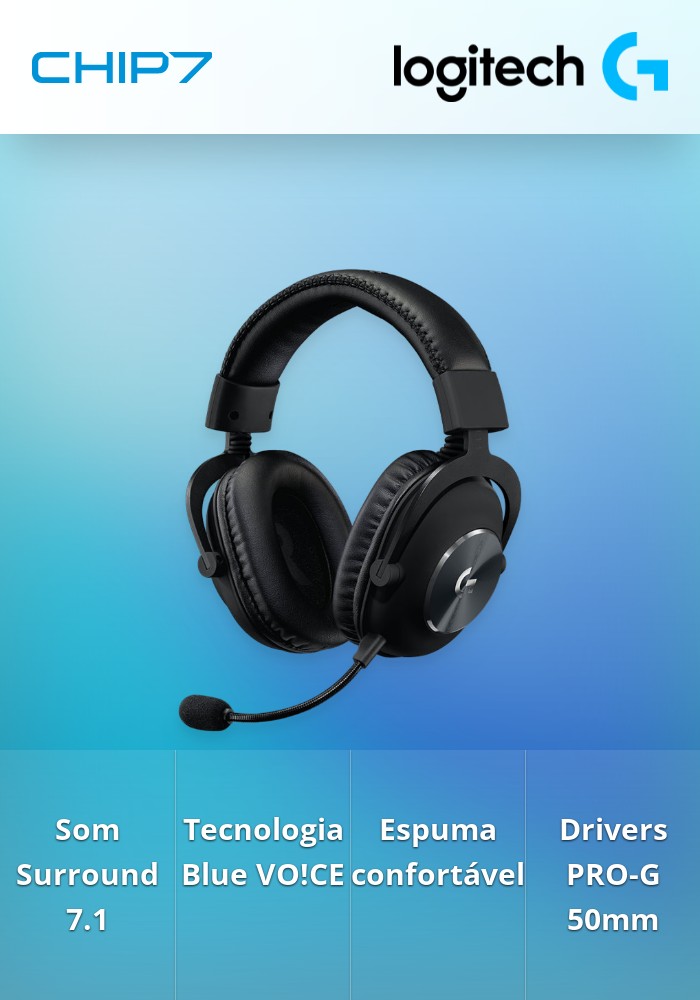 Headset Logitech Pro X 7.1 Gaming Preto