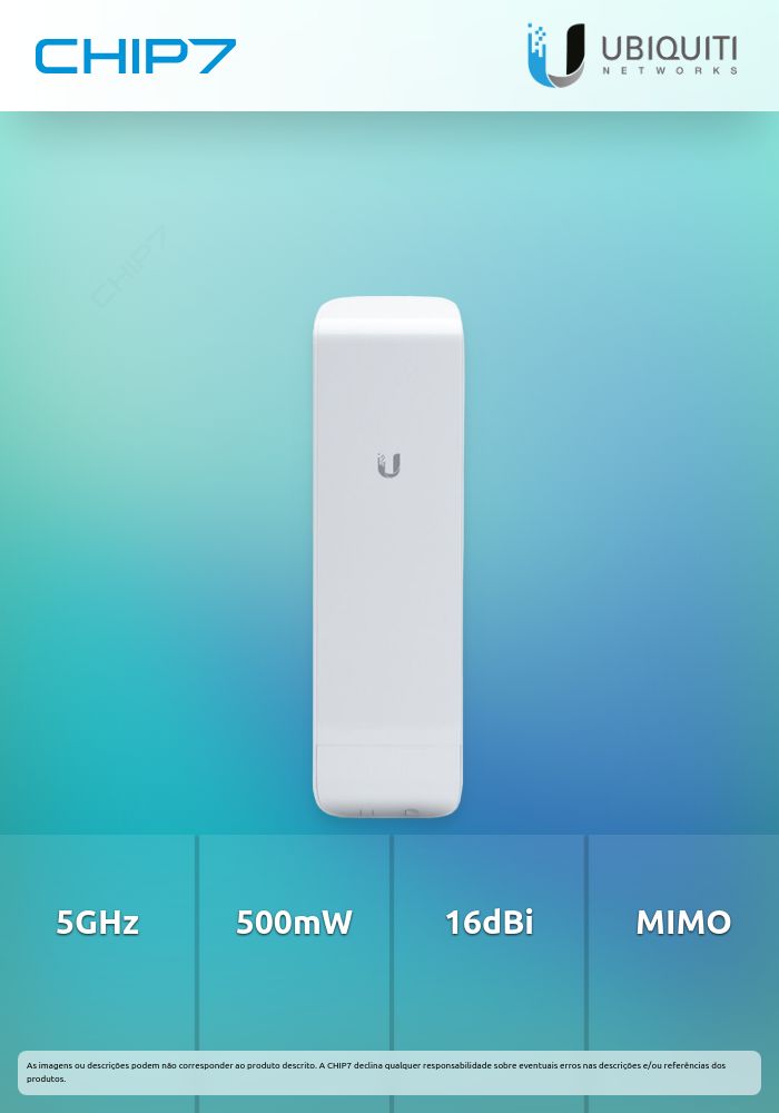 UBIQUITI NANOSTATION M5 - 5GHZ 16 DBI 500 MW MIMO AIRMAX