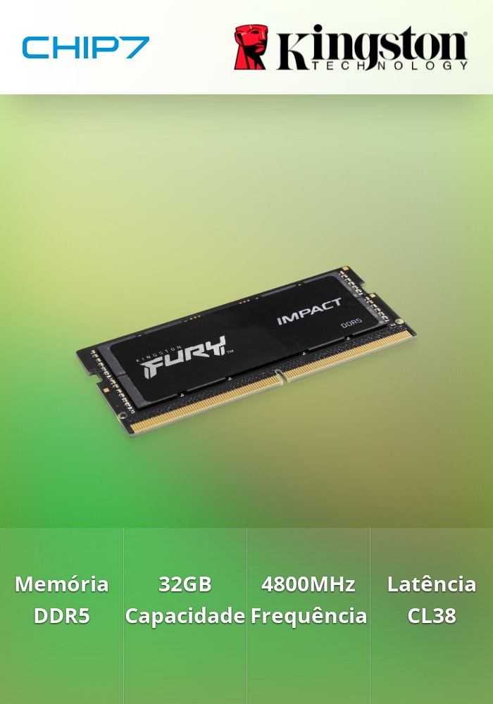 32GB 4800MHZ DDR5 CL38 SODIMM FURY IMPACT