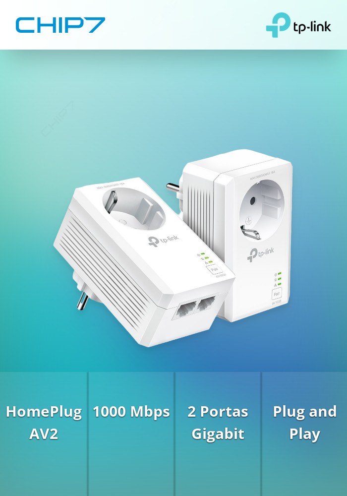 Powerline TP-Link TL-PA7027P AV1000 2-Port Gigabit Passthrough Powerline Starter Kit