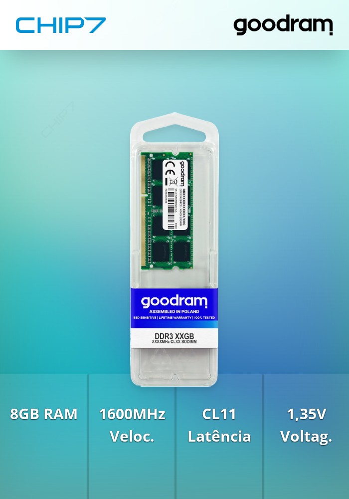 8GB 1600MHz CL11 1,35V SODIMM