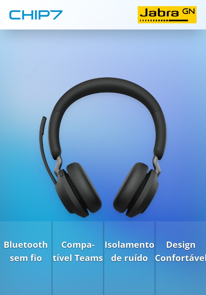 Jabra Evolve2 65 MS Stereo - Auscultadores - no ouvido - bluetooth - sem fios - USB-A - isolamento de ruído - preto - Certificado para Microsoft Teams