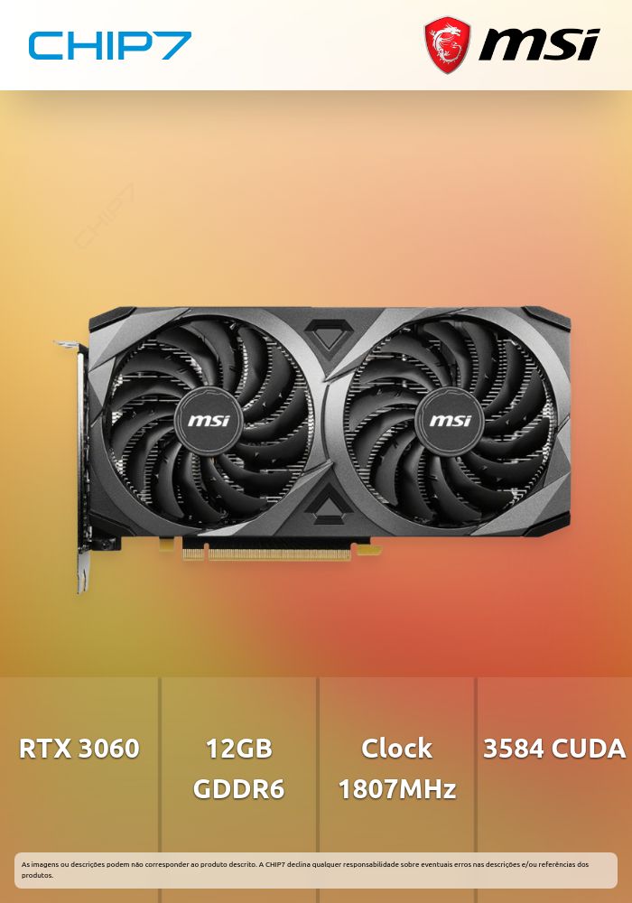 Placa Gráfica MSI GeForce RTX 3060 Ventus 2X 12G OC