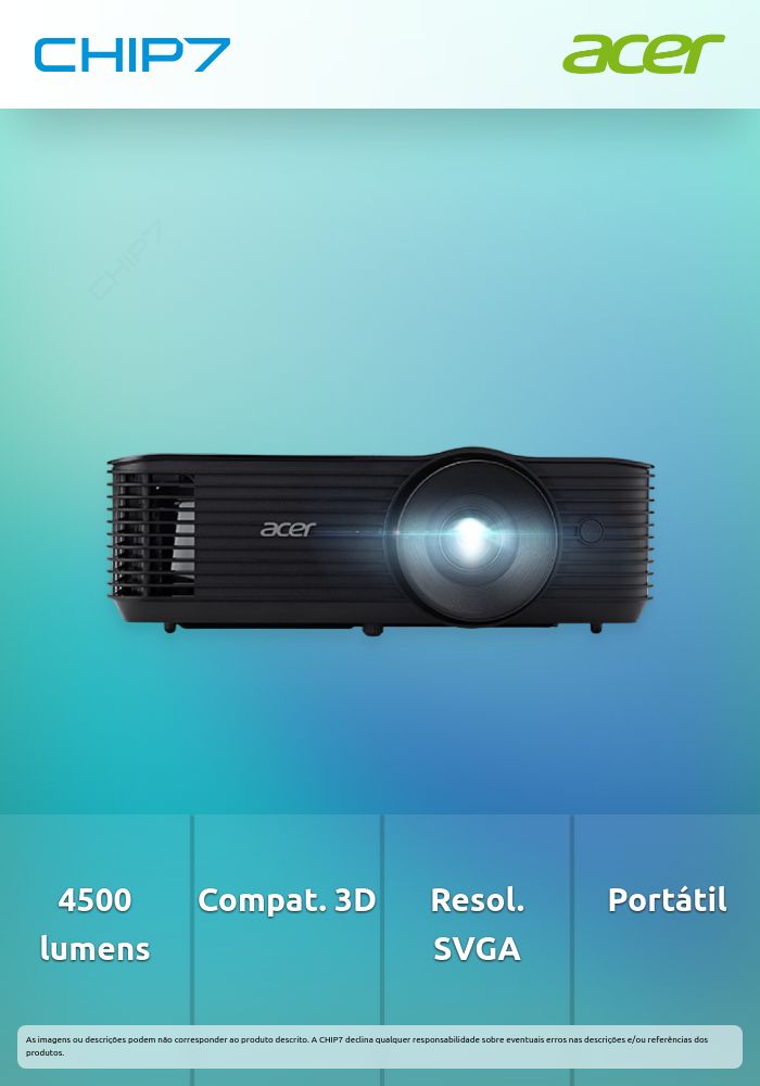 Acer X1128H - Projector DLP - portátil - 3D - 4500 lumens - SVGA (800 x 600) - 4:3