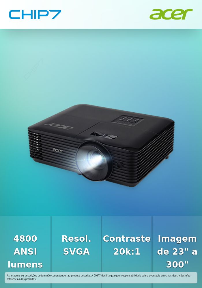 Projetor Acer X1128i DLP SVGA – 4800 ANSI Lumens / 20 000:1 / HDMI / Wi-Fi