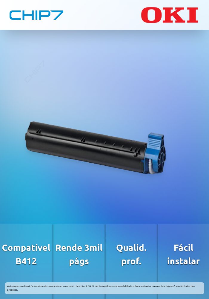 Toner OKI Preto 3k - B412/B432/B512/MB472/MB492/MB562