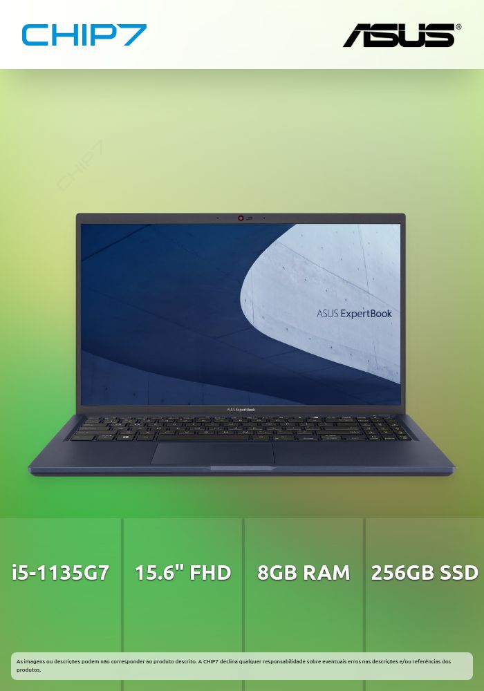 PORTÁTIL ASUS EXPERTBOOK B1500CEAE-51EHDPP1 - I5 1135G7 / 8GB RAM / 256GB SSD / 15.6