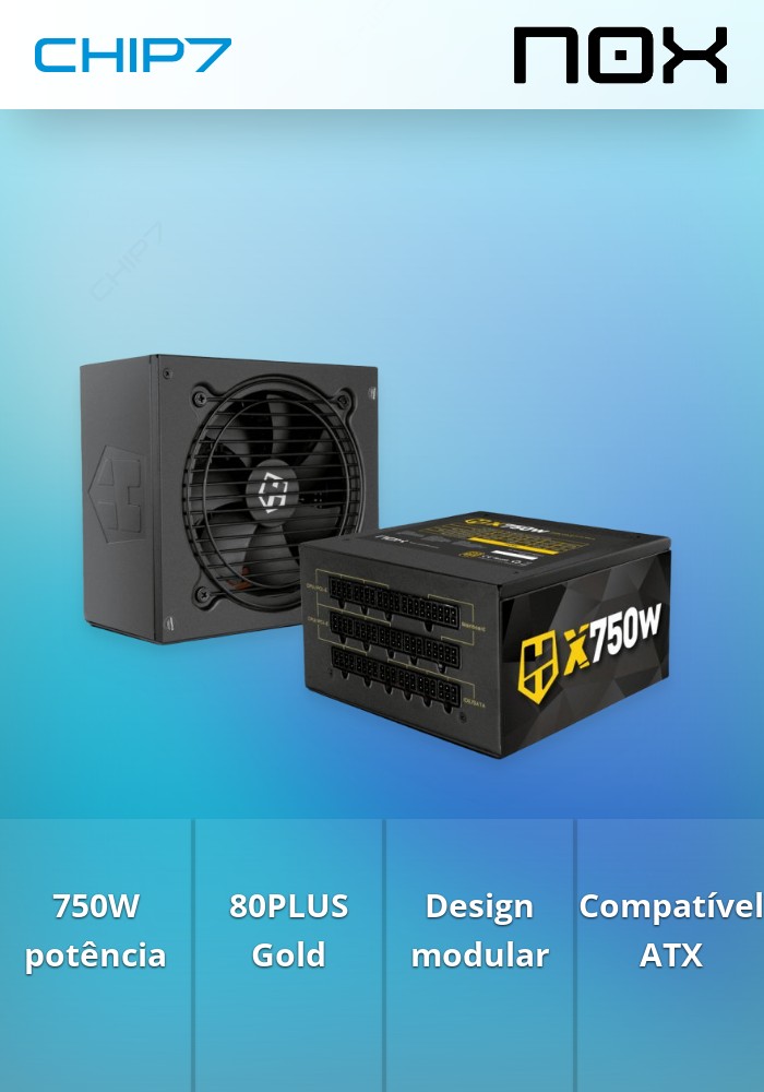 Fonte Alim. 750W ATX NOX Hummer X 750W Modular 80PLUS Gold