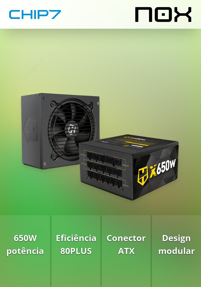 Fonte Alim. 650W ATX NOX Hummer X 650W Modular 80PLUS Gold