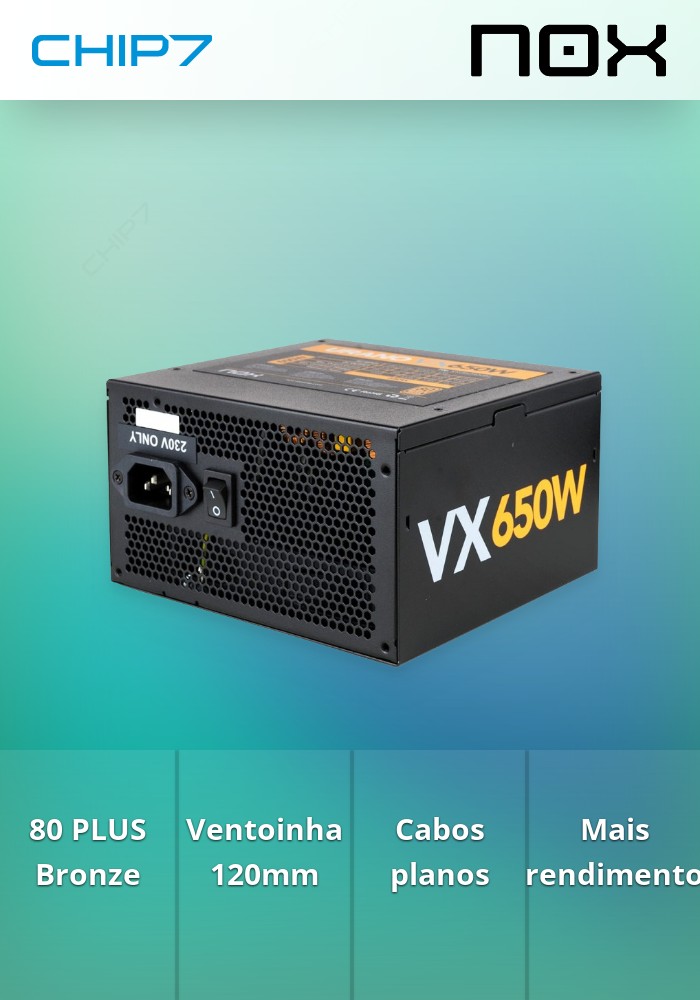 Fonte de Alimentação Nox Urano VX 650W 80 PLUS Bronze Edition