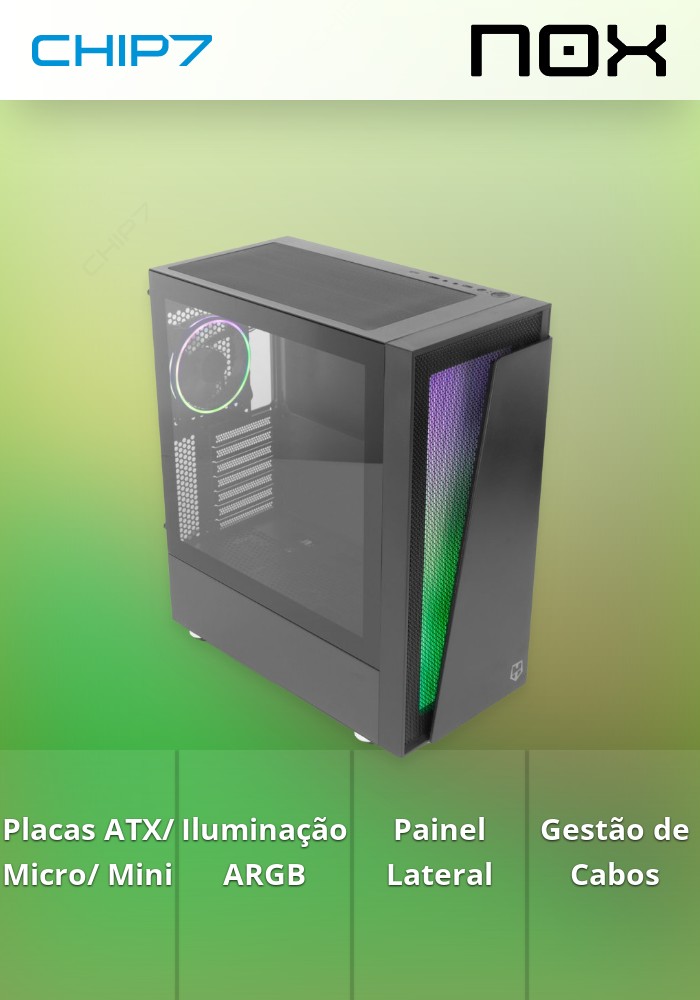 Caixa NOX Hummer Blaster ARGB Black ATX
