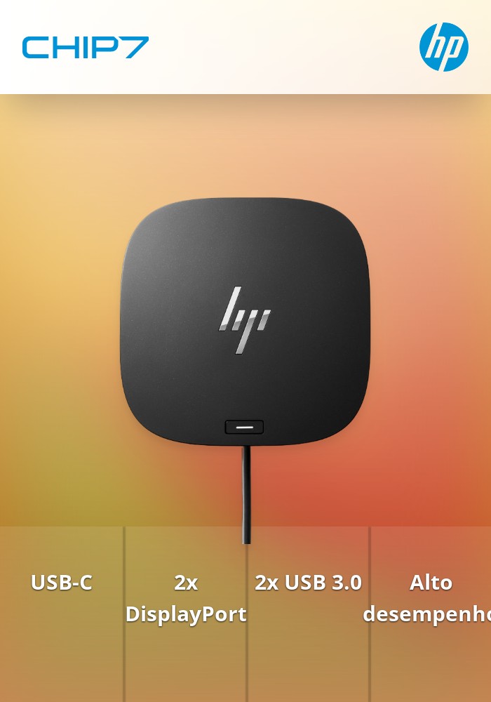 Docking Station HP USB-C G5 - 2x DP 1x HDMI 2x USB 3.0 1x Gigabit Ethernet - 26D32AA