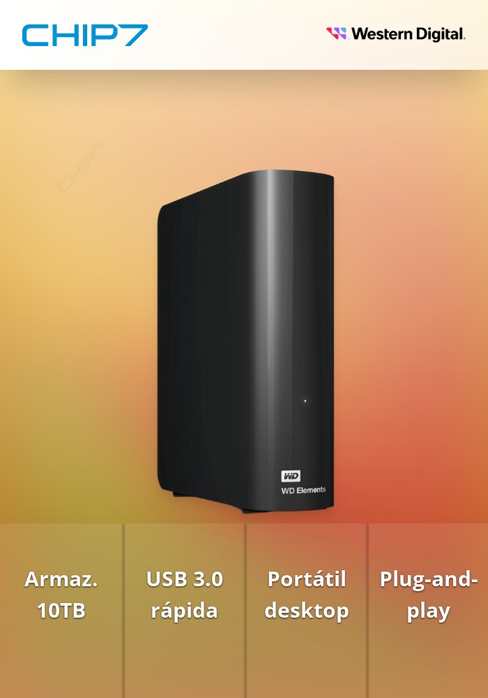 WD Elements Desktop WDBWLG0100HBK - Disco rígido - 10 TB - externa (desktop) - USB 3.0