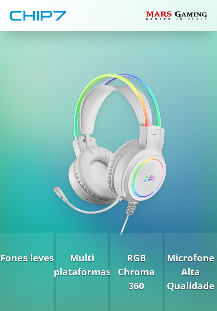 Bundle Mars Gaming HEADPHONES+MICROFONE MHRGB CHROMA 360 ULTRA-LIGHT PC/PS4/PS5/XBOX Branco