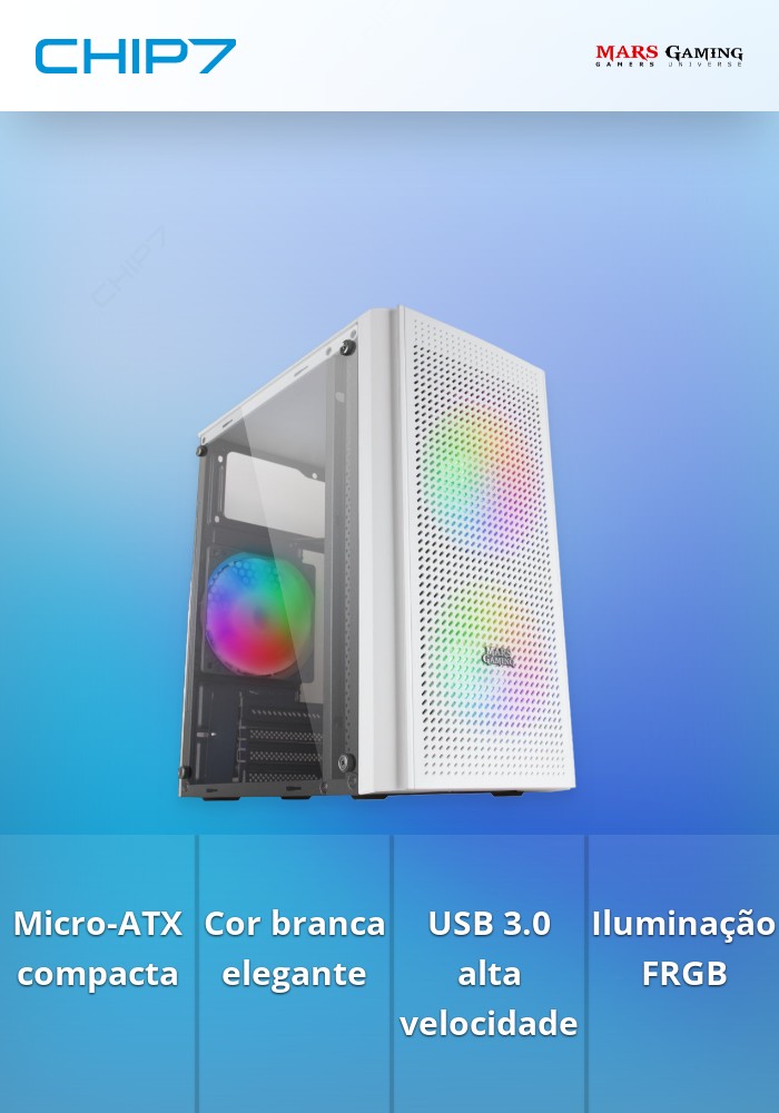 Caixa Micro-ATX Mars Gaming MC300 FRGB USB 3.0 Branca